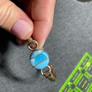 Larimar in Mexican silver bangle